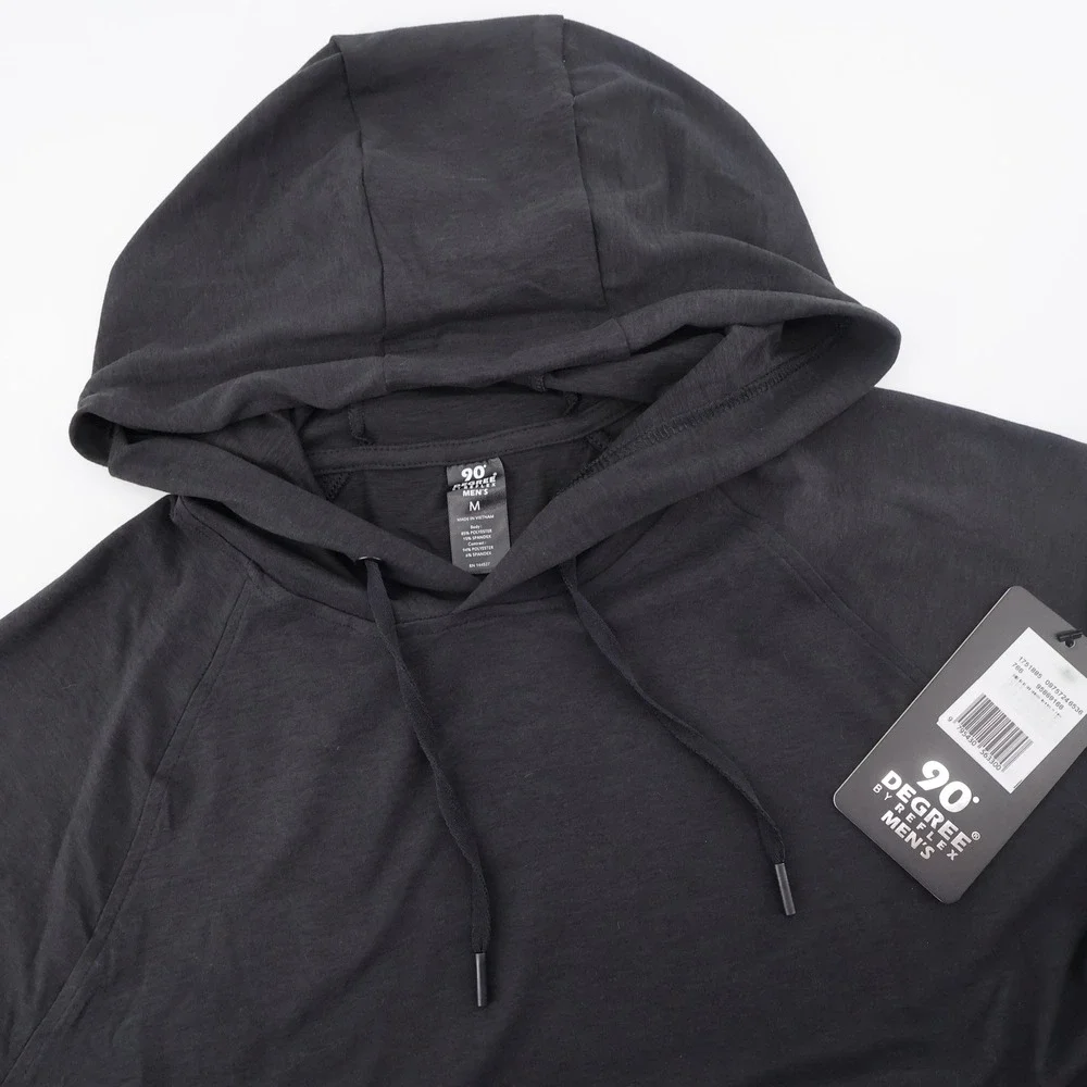 NEW 90 Degree by Reflex Performance Hoodie Heather Black Long Sleeve Men M